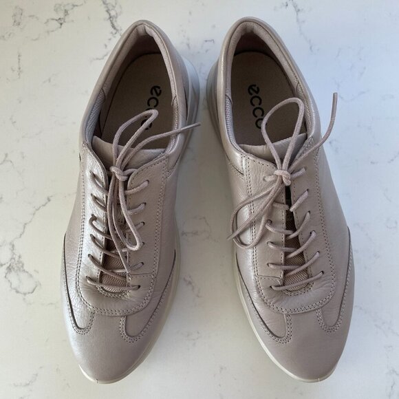 Ecco Soft 7 Casual Lo Cut Leather Lace Up Sneakers Neutral Soft Grey Sz 40 - Picture 13 of 13
